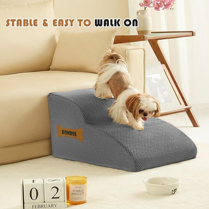 High Density Foam Dog Stairs Ramp for Beds Couches 2-Tiers
