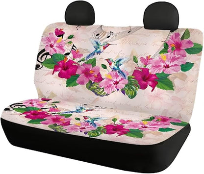 Hummingbird Flower Cute Car Seat Covers Full Set 4pcs Front