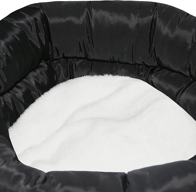 long rich Round Cushion Dog Cat Bed (16" x 16" x 10", Black)