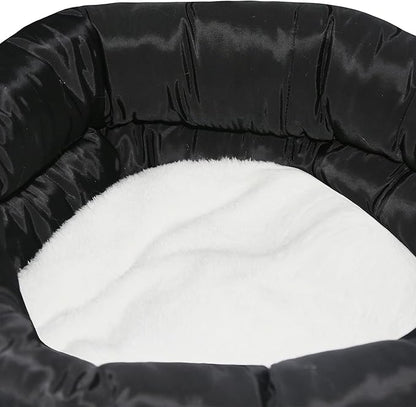 long rich Round Cushion Dog Cat Bed (16" x 16" x 10", Black)