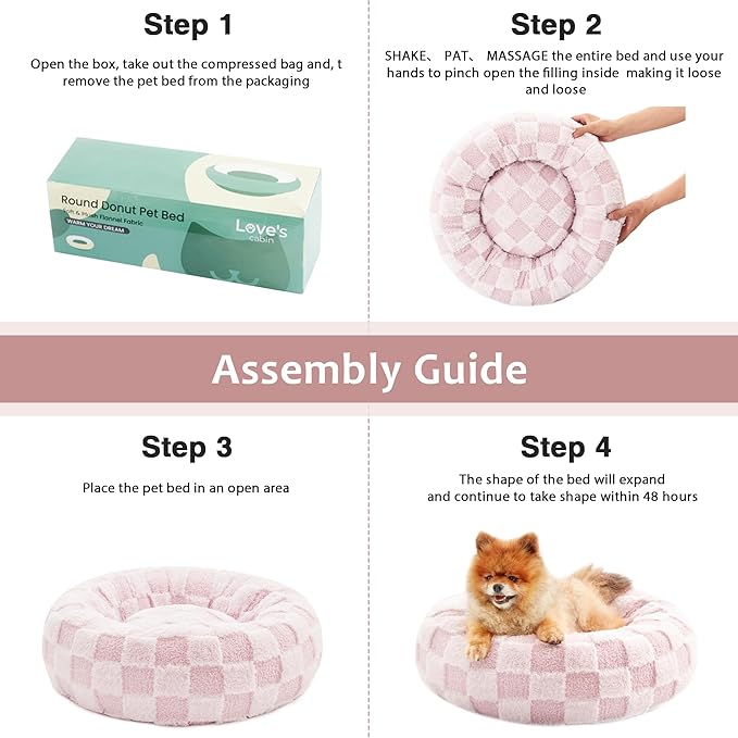 Love's cabin Round Donut Cat and Dog Cushion Bed 20in Pet