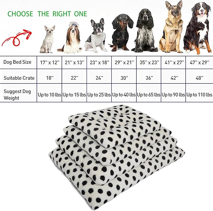 42x28 Dog Crate Bed for Large Dogs - Large Dog Bed Washable, Soft and Durable Cushion, Great for Dogs Up to 75 lbs - 42 Inch Dog Crate Bed, White with Black Dots