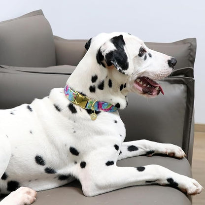 Tie Dye Summer Cotton Dog Collar with Metal