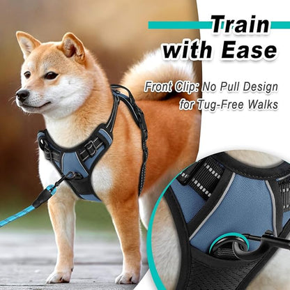 BARKBAY Dog Harness No Pull for Small Dogs - Adjustable, Reflective, Comfortable, No Choke, Heavy-Duty - Perfect for Outdoor Training, Walking, and Hiking - Strong & Durable - S & Navy