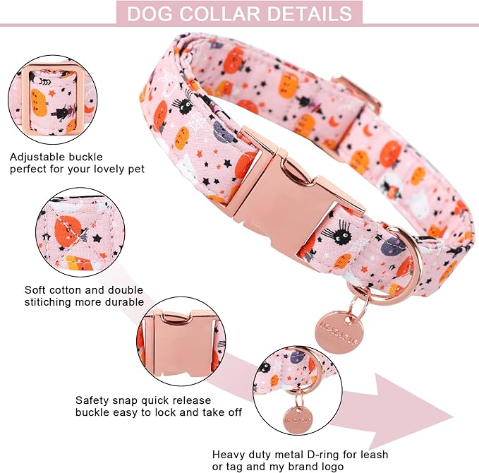 Halloween Dog Collar with Metal Buckle Gift Pumpkin