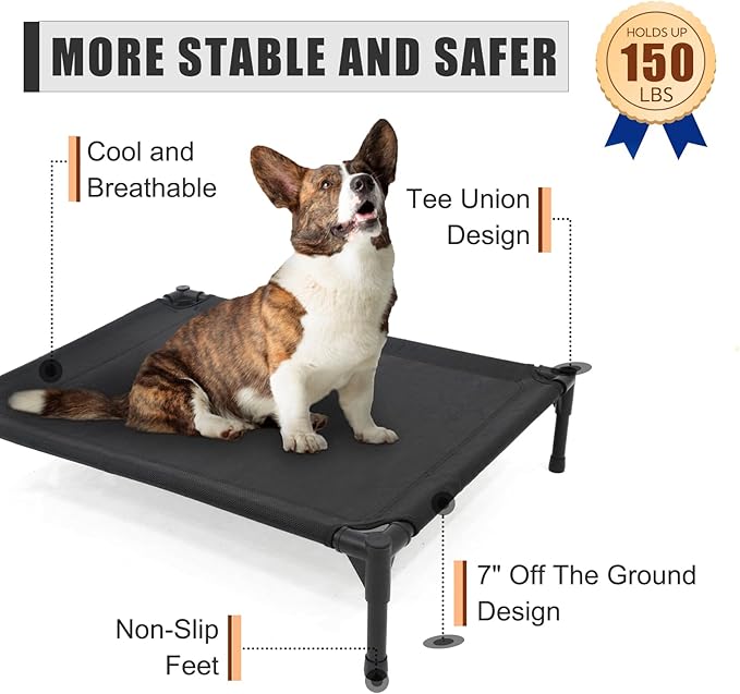 Elevated Dog Bed for Medium Dogs 150 LBs,
