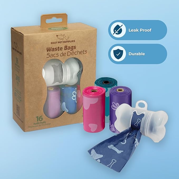 Best Pet Supplies Dog Poop Bags for Waste (240 Bags) Refuse Cleanup