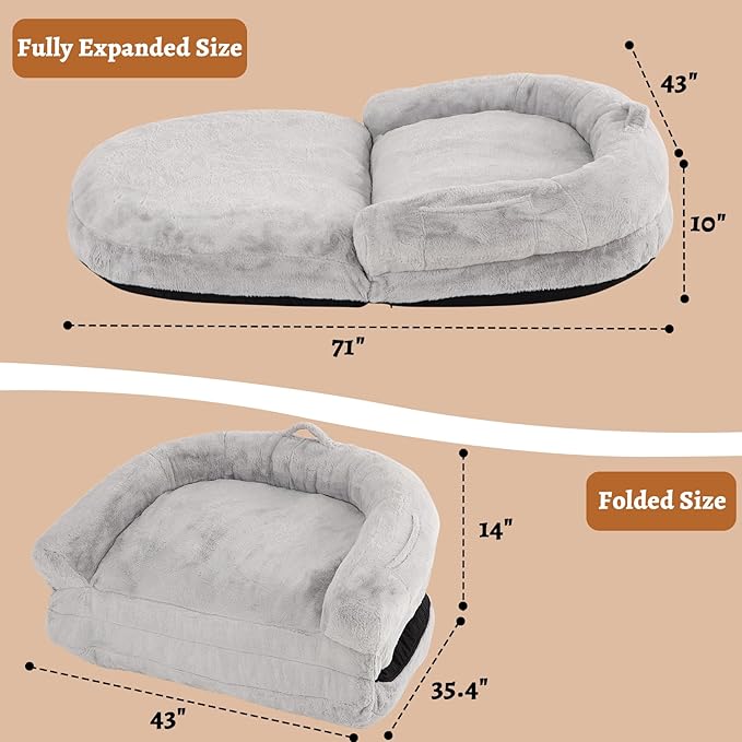 GAOMON Human Size Dog Bed for Adult 71"x43"x10" Giant
