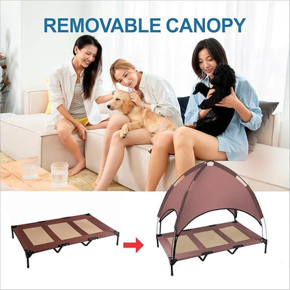 Large Elevated Dog Bed with Canopy 48IN Outdoor