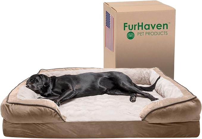 Furhaven Cooling Gel Dog Bed for Large Dogs w/ Removable Bolsters & Washable Cover 125 lbs