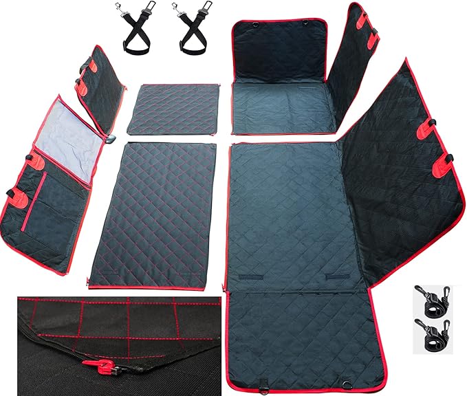 Convertible 7 in 1 Extra Mat Dog Front and Back Seat and Trunk Cover Protector Hammock Picnic Mats Durable Waterproof Scratch-Proof Nonslip Hammock Against Dirt and Fur for Car