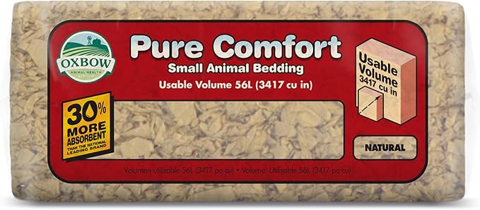 Oxbow Pure Comfort Small Animal Bedding - Odor & Moisture Absorbent, Dust-Free Bedding for Small Animals - Natural, 56 Liter Bag