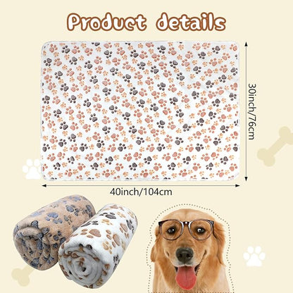 YUEPET Waterproof Dog Blankets, 2 Pack Washable Dog Blankets for Bed Couch Sofa Protector Fleece Flannel Puppy Blanket Soft Plush Reversible Throw Blanket for Medium Large Dogs 40"×30"(White+Coffee)