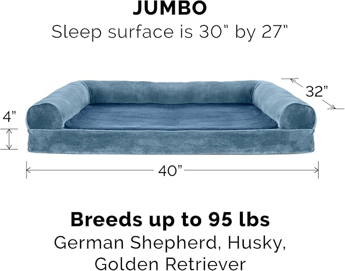 Furhaven Memory Foam Dog Bed for Large Dogs w/ Removable Bolsters & Washable Cover 95 lbs