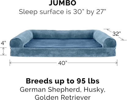 Furhaven Memory Foam Dog Bed for Large Dogs w/ Removable Bolsters & Washable Cover 95 lbs