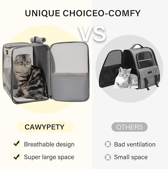 Cat Carrier Backpack,Cat Carrier with Window Blind，Cat Backpack for Small Cats Dogs, Safety Straps, Collapsible, Breathability,Designed for Travel, Hiking, Outdoor,Car