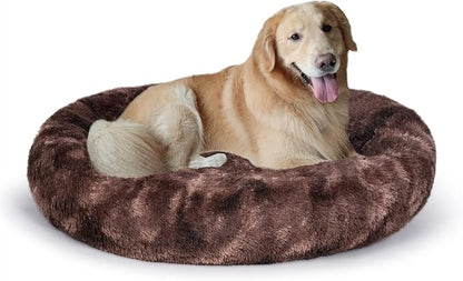 Coohom Oval Calming Donut Cuddler Dog Bed Bed(30"/36") for (XXL(43"x34"x8"), Brown2021)