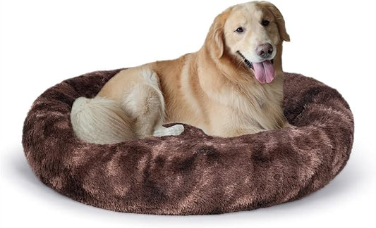 Coohom Oval Calming Donut Cuddler Dog Bed Bed(30"/36") for (XXL(43"x34"x8"), Brown2021)