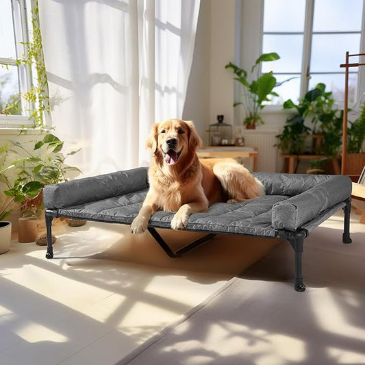 Veehoo Cooling Elevated Dog Bed + Waterproof Removable Pillow-Top Mat