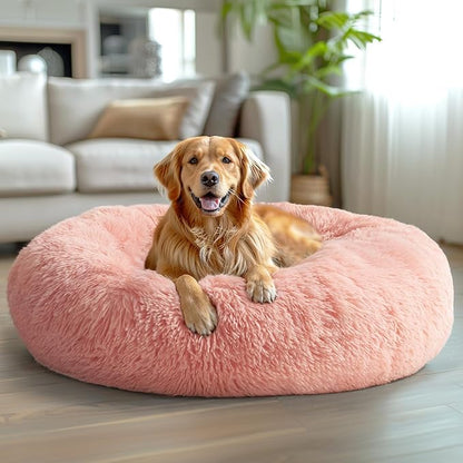 Veehoo Calming Dog Bed for Extra Large Dogs 150 lbs 45", Pink