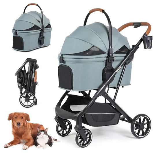 T6 Luxury Pet Stroller for Medium Dog Under 66lbs or 2 Small Dogs & Cats