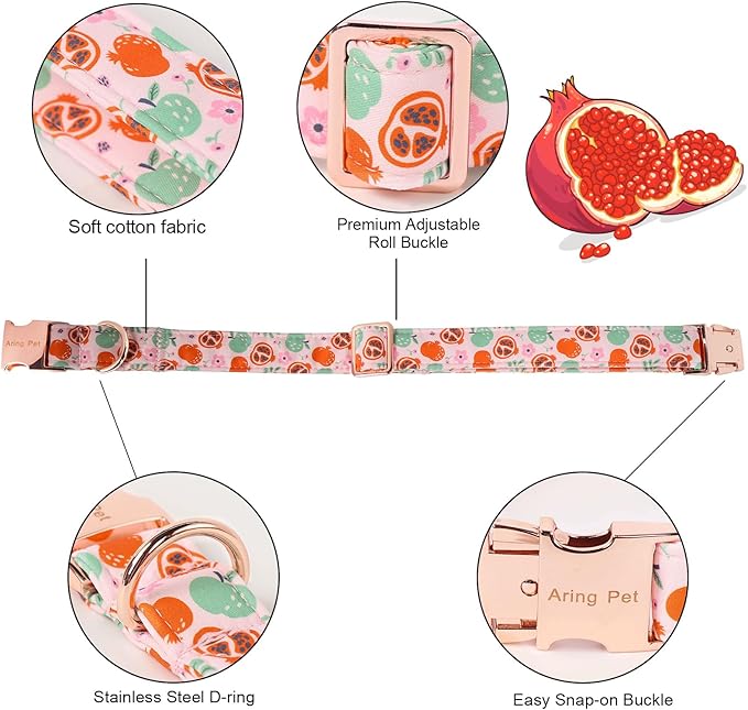 ARING PET Fall Dog Collar-Cute Pink Dog Collar with Bow