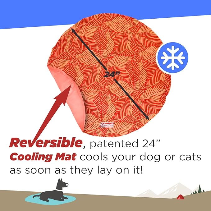 Coleman Round Reversible Cooling Pet Mat 24", Red