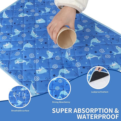 IEUUMLER Washable Pee Pads for Dogs 2 Pack EU007 (Dolphin, 24"X18"-2pcs)