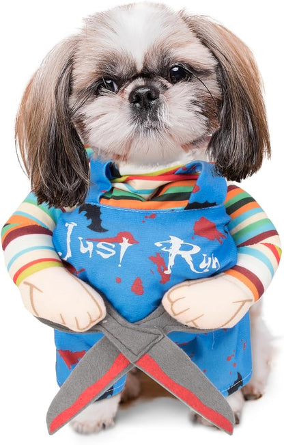 Chucky Doll Dog Costume,Cute Dog Halloween Costumes Christmas Cosplay Outfit,Scissors Style Doll Dog Clothes, Funny Puppy Party Clothes for Small Dogs Cats Large