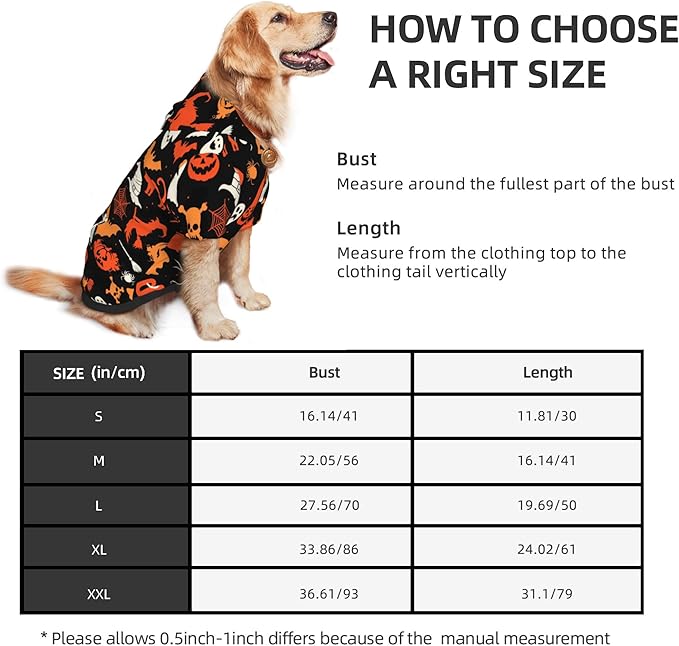 Halloween Dog Costume, Pumpkin Ghost Print Hoodie Winter Halloween Cosplay Clothes Sweaters Outfits Pullover Pets' Sweatshirt Hoodies with Pocket for Medium Large Dogs-L