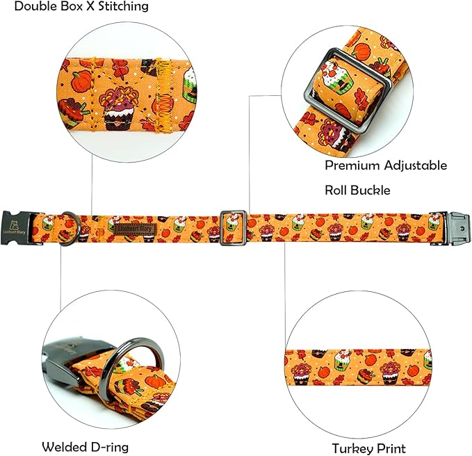 Lionheart glory Thanksgiving Dog Collar Turkey Pumpkin Collars
