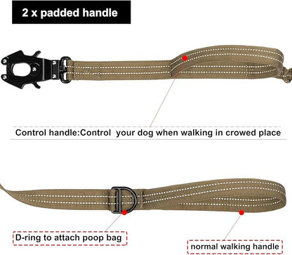ICEFANG Tactical Dog Leash K9 Training 2 Control (6ft,Reflective Brown)