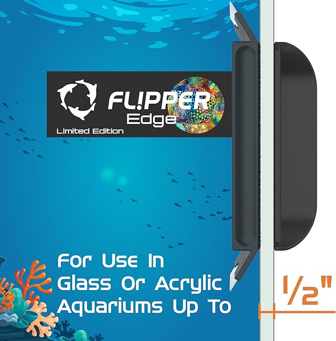 FL!PPER Flipper EDGE Puffer Limited Edition Floating Magnetic Aquarium Cleaner | 2-In-1 Dual Blade Scrubber & Scraper Fish Tank Cleaner Tools for Efficient Cleaning & Acrylic Surface Maintenance