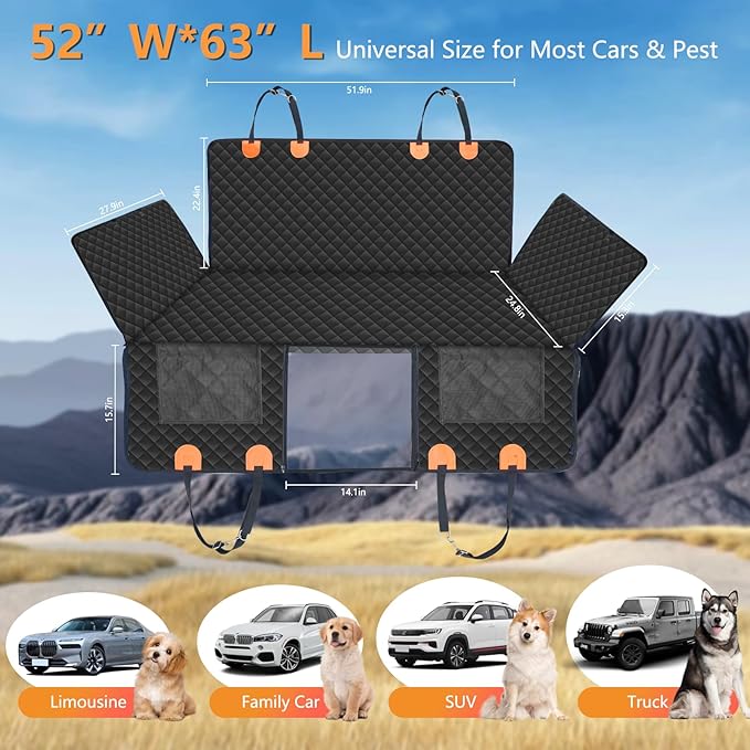 Hard Bottom Dog Car Seat Cover for Back Seat