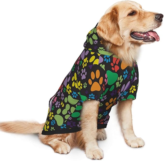 Colorful Dogprint Dog Hoodies，Dog Clothes with Pocket and