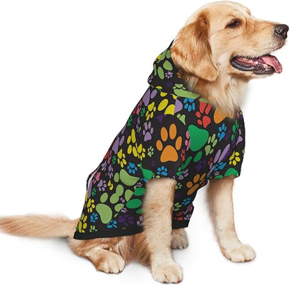 Colorful Dogprint Dog Hoodies，Dog Clothes with Pocket and