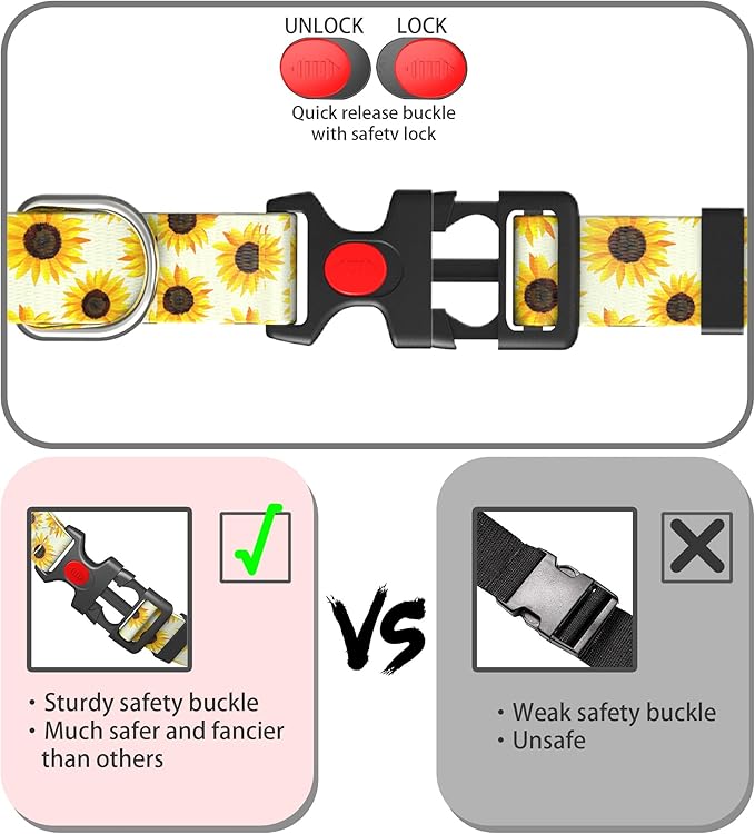 Cute Floral Dog Collar for Small Medium Large Dogs 2,L