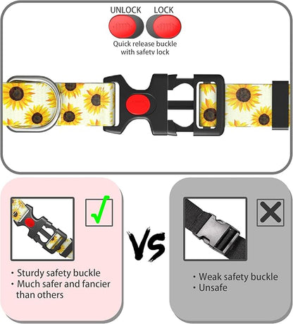 Cute Floral Dog Collar for Small Medium Large Dogs 2,L