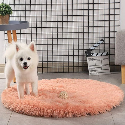 16 Inch Plush Dog Bed Mat Warm Fluffy Round Puppy Crate Pad with Anti-Slip Waterproof Bottom Soft Comfy Pet Kennel Mat for Small and Medium Dogs Sleeping(Orange)