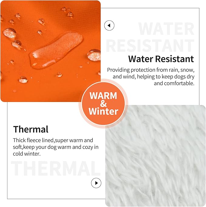 IECOii Dog Jackets for Medium Dogs Waterproof -Orange