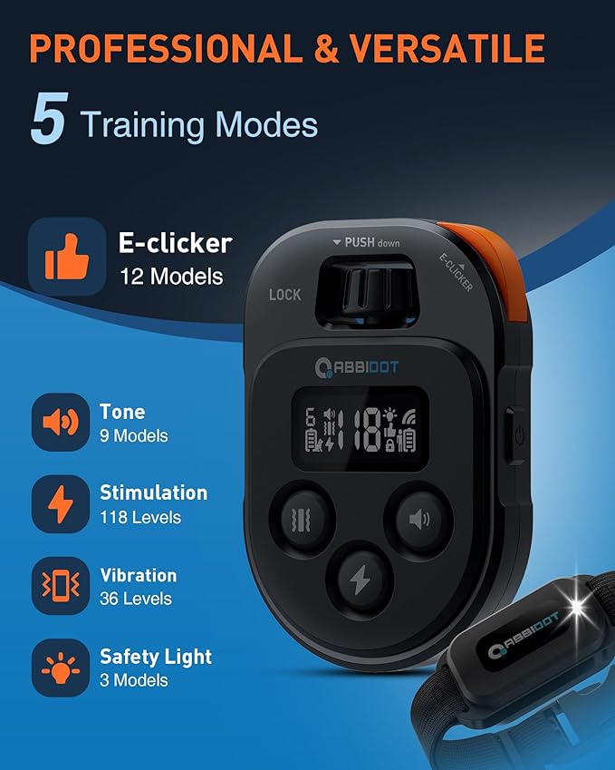 ABBIDOT Dog Shock Collar with Remote Control 4100 ft 178 Levels, 4 Correction 10-130 Lbs, 6 Dogs