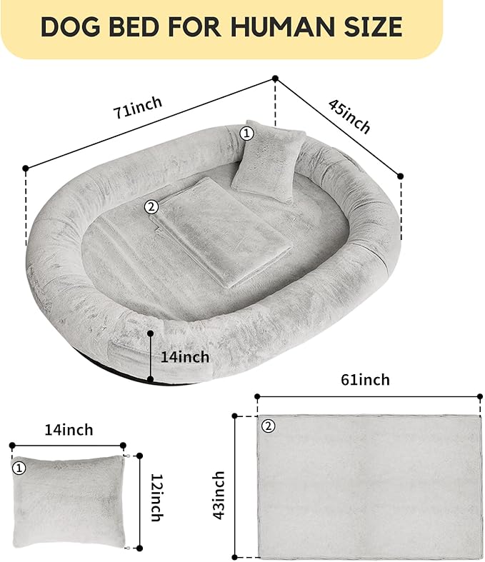 FURRYFECTION Human Dog Bed 71"x45"x14"