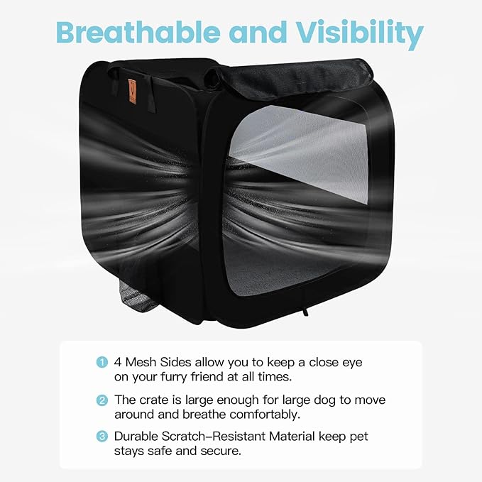 Folding Soft Dog Crate 36"x25"x25" Dog