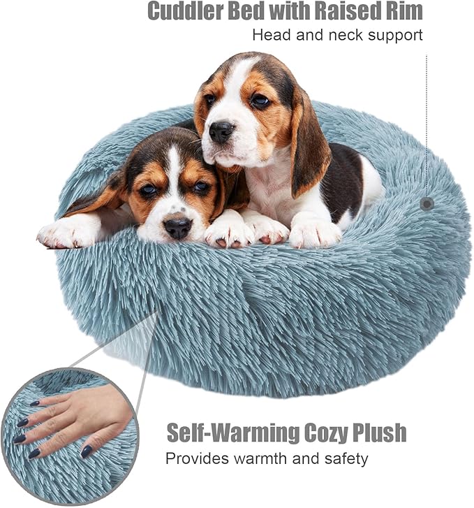 Aurako Cat Bed Dog Bed Round Cushion Pet 28" Cyan