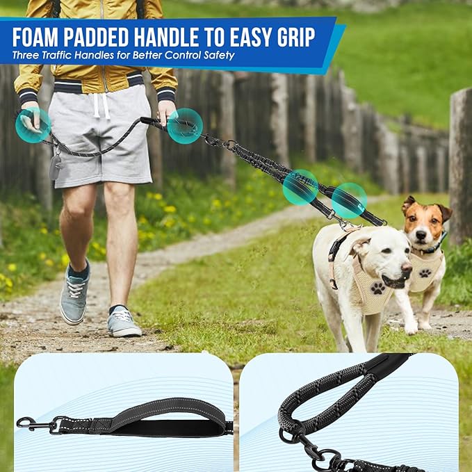 Lukovee Double Dog Leash 360° Swivel