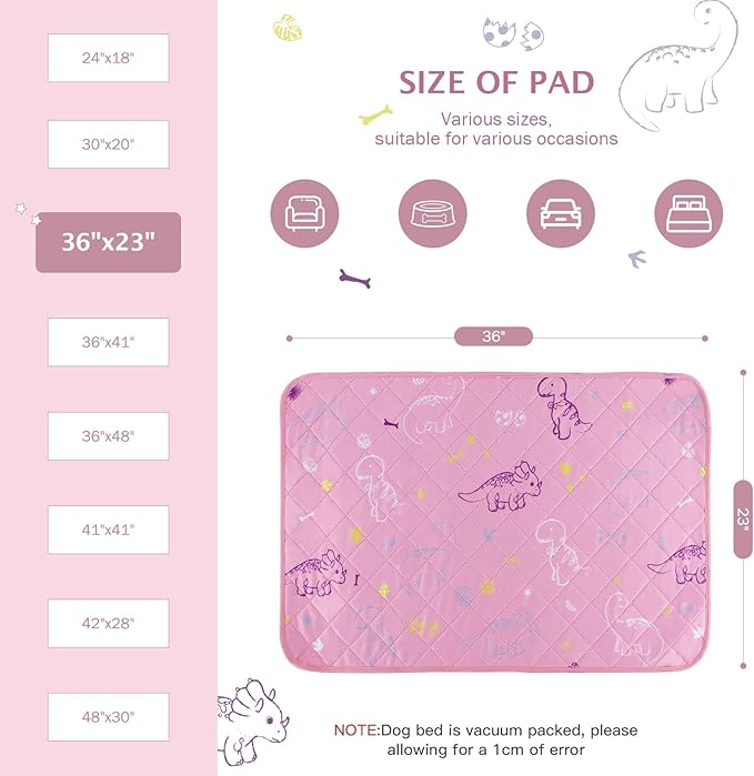 IEUUMLER Washable Pee Pads for Dogs 2 Pack EU007 (Pink 36"X24"-2pcs)