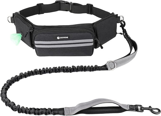 Hands Free Dog Leash with Dog Walking Fanny Pack for Large Medium Small Dogs