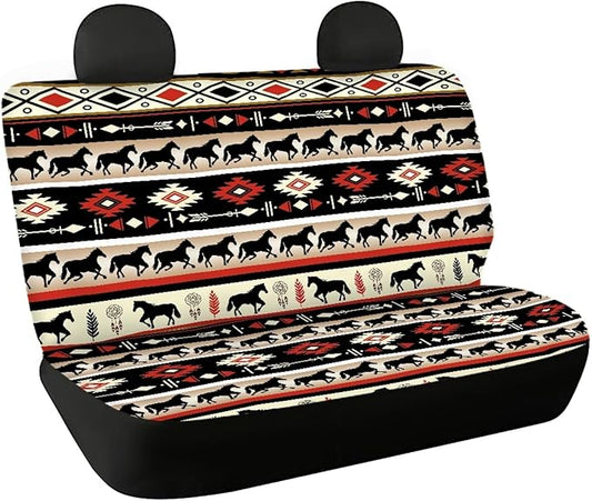 AFPANQZ Aztec Dreamcatcher Horses Car Seat Cover Rear Seats Only High Stretchy Washable Bucket Seat Cushion Protector Backseats Covers for Girls Women