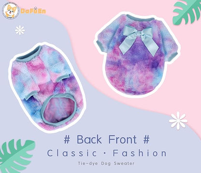 Dog Sweaters for Small Dogs Girl Boy Winter Tie-Dye Puppy Sweater Warm Pet Clothes Outfits for Chihuahua Yorkie Shih Tzu Teacup Cold Weather Dog Coat Spring Cat Apparel (Small 2)