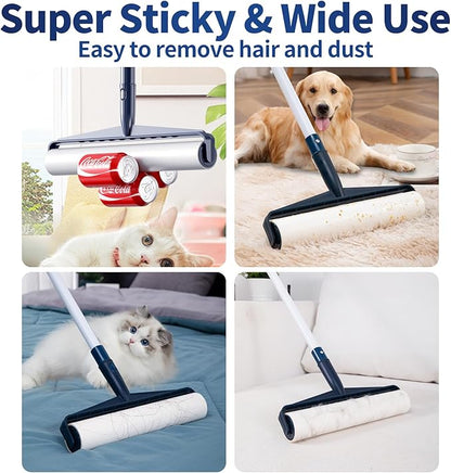 13.8in Large Size Lint Rollers for Pet Hair Extra Sticky 51.2in Long Handle Giant Big Hair Picker Upper from Sticky Mop for Cleaning Pet Dog Cat Hair Animal Fur Removal Roller Couch Bed Sheet Carpet